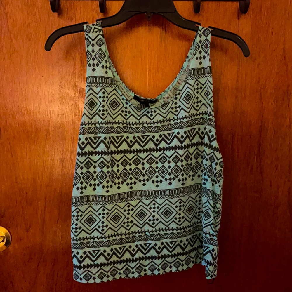Teal Aztec Pattern Crop Top